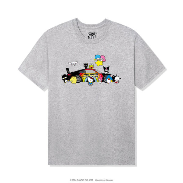 assc x hello kitty racing tee ath grey front