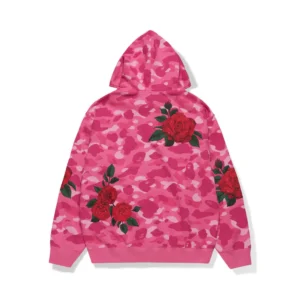BAPE X ASSC FULL ZIP HOODIE M Pink Back